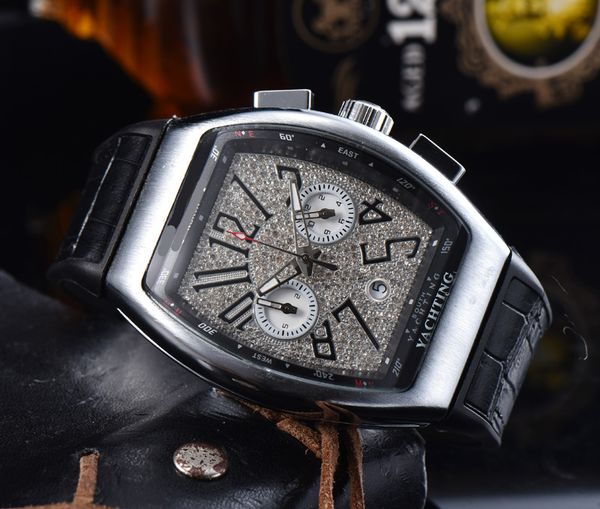 

2023 new watch men's leisure diamond watches gold steel leather quartz wristwatch strap male relogio masculino fra20, Slivery;brown