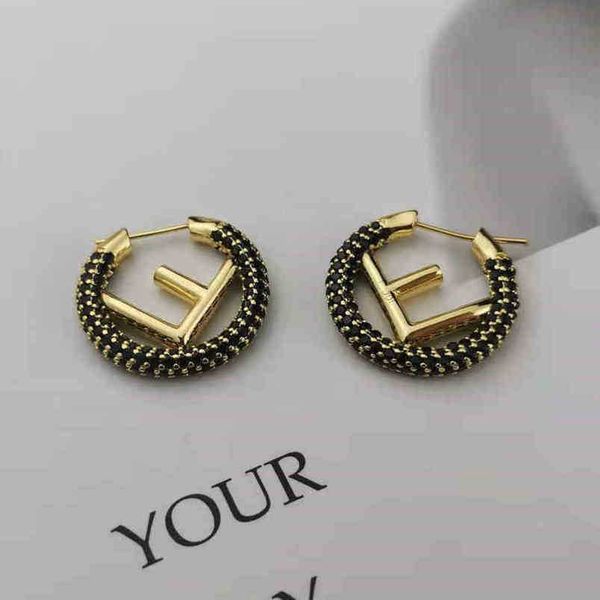 

20% off 2023 new designer jewelry bracelet necklace ring earrings advanced temperament black white full diamond earrings, Golden