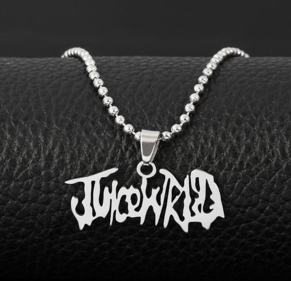 

hip hop rapper juice wrld necklace strand beads chain stainless steel letter pendant necklace jewelry fans gift femme mujer y03017756768, Silver