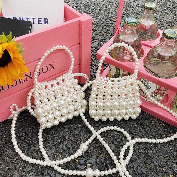 

pearl bag womens summer fairy handmade beaded messenger parent child girl concave shape coin purse, Red;black