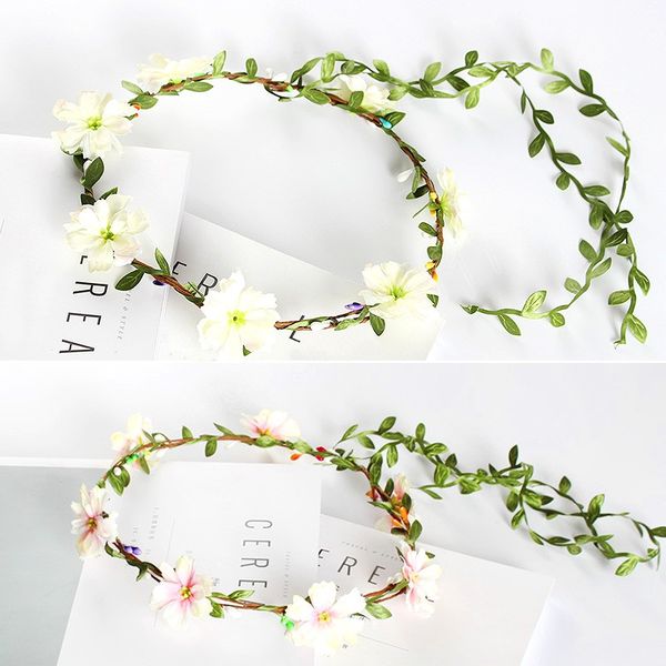 

wreath hair band headwear wedding bridal floral hair accessories flower crown garland handmade women rattan flower headband, Slivery;white