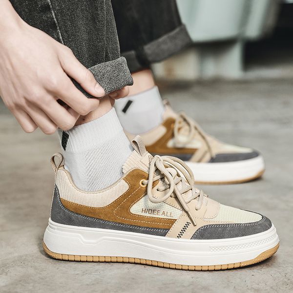 

casual mens shoes platform fashion men sneakers pu leather lace up outdoor sports running brand luxury flats tennis trainers, Black