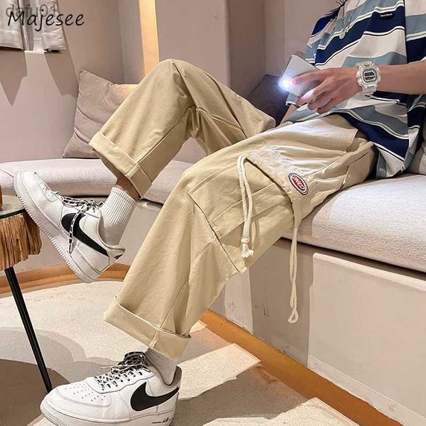 

men's pants men casual pants multi-pocket summer stylish wide leg male students youthful vitality trousers plus size s-3xl high street, Black
