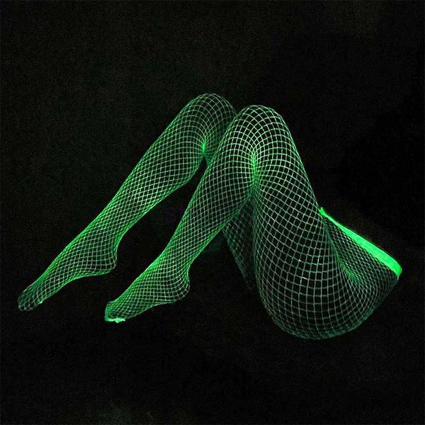 

socks luminous fishnet stockings for moving one-pieces mesh lings tights high waist perspective glow in the dark fishnet stockings j230531, Red;black