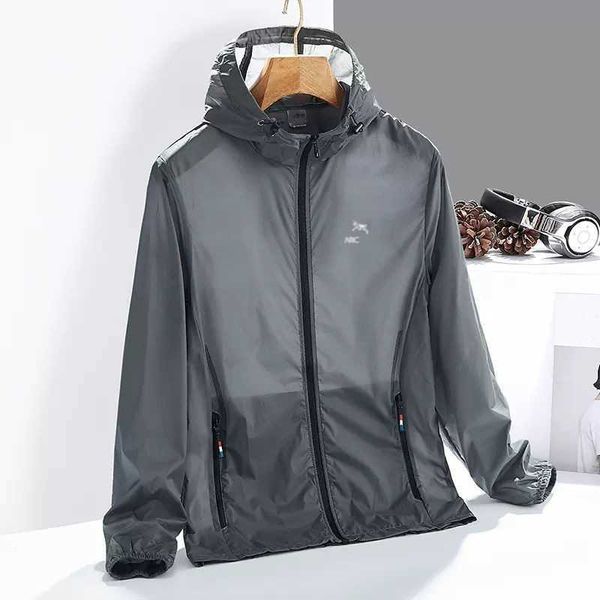 

mens zipper jacket summer quick-drying sun protection clothing designer jackets ice silk anti-ultraviolet sportswear men women ultra-thin ho, Black;brown