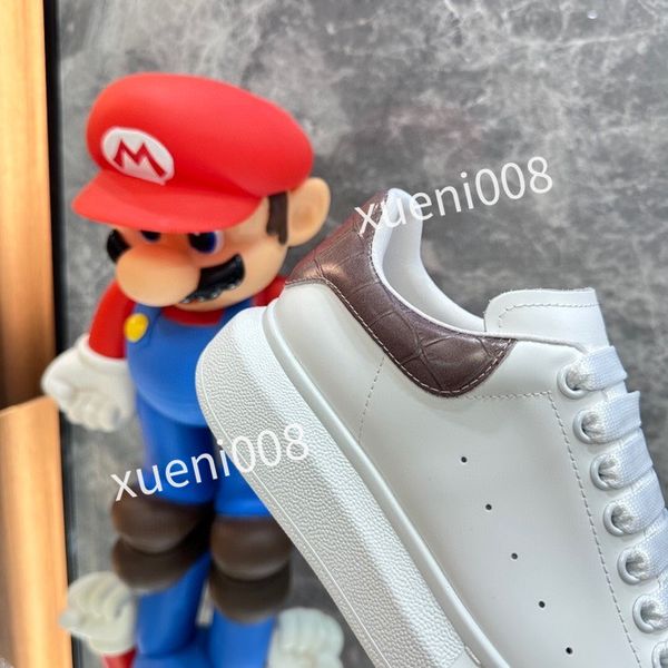 

2023new fashion women men quality casual shoes brand leather lace-up sneaker running trainers letters flat printed sneakers, Red;white