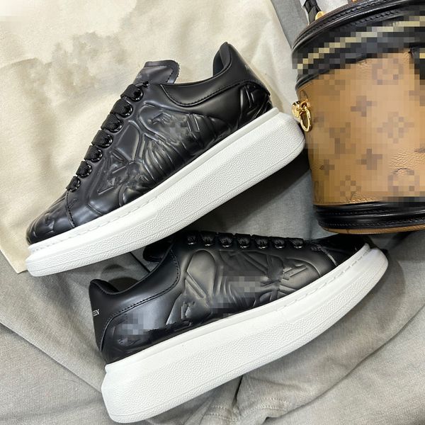 

new mens women designer sneaker casual shoes leather sneakers embroidered stripes white shoes flat platform walking 0529, Black