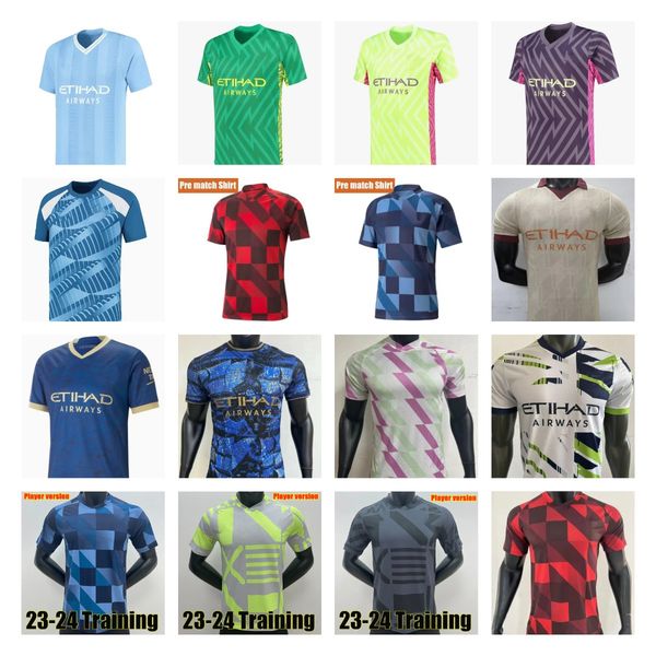 

23 24 haaland man citys soccer jerseys 2023 2024 player fans grealish foden sterling football shirt de bruyne gesus bernardo mahrez maillot, Black;yellow