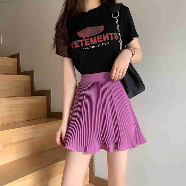 

chiffon pleated mini skirts women summer style high waist short skirt korean elegant lady girls black white purple lolita skirt l230522