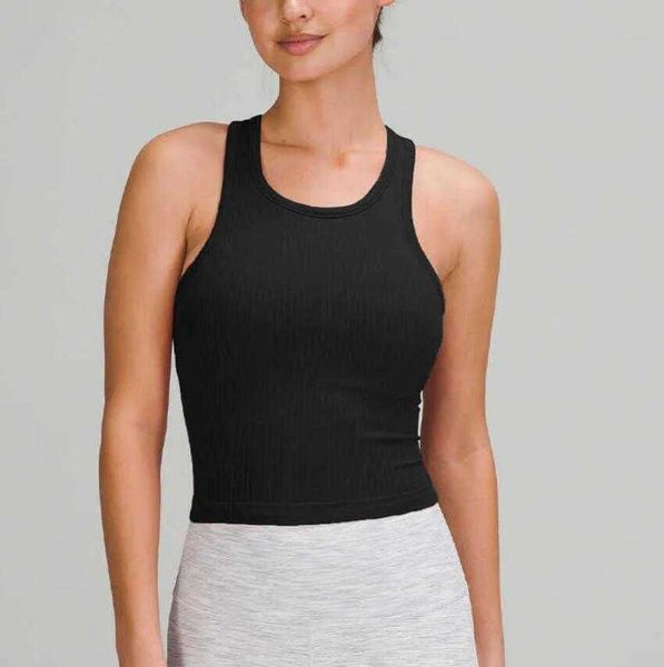 

lu-882 short yoga outfits vest women's tank nude feeling with chest cushion breathable gathering sports shirt gym clothes underwear, White;red