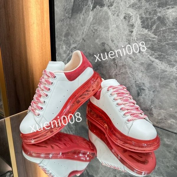 

new fashion womens mens quality casual shoes brand leather lace-up sneaker running trainers letters flat printed sneakers, Red;white