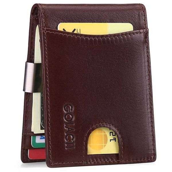 

mens ultra thin wallet layer leather us dollar clip rfid casual, Red;black