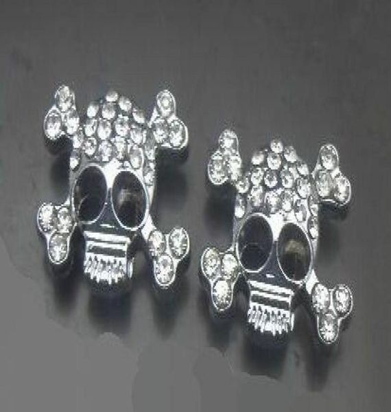 

whole 100pcslot 10mm rhinestones skull slide charm fit for 10mm diy pet collar leather wristband8477482, Bronze;silver
