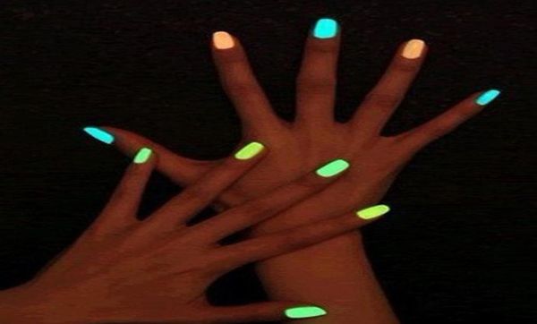 

whole 10pcs neon fluorescent nontoxic nail polish set glow in the dark nail varnish lacquer paint nail art polish glowing fo9761127
