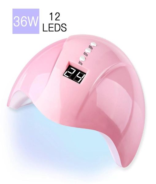 

36w uv nail lamp manicure led nails dryers drying gel polish ice lamps with 12 pcs leds 30s60s99s auto sensor nail art tools6260269