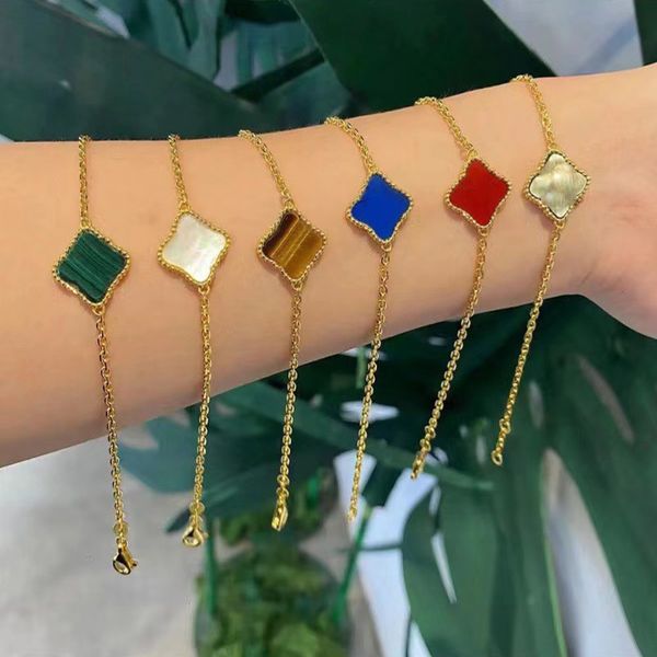 

designer charm bracelet fashion vintage 1 motifs bracelets clover leaf bracelet luxury design wedding jewelry van 4/four flower valentine&#0, Golden;silver