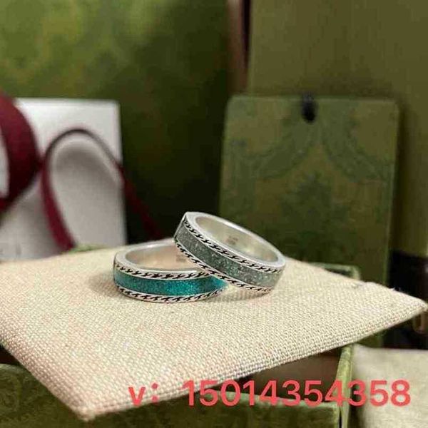 

20% off 2023 new designer jewelry bracelet necklace accessories antique green enamel ring light marble interlocking woven piping couple gene, Silver