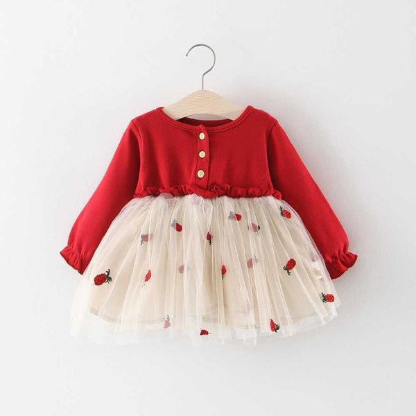

girl's dresses baby girl dress fall cartoon pattern one-piece infant clothes long sleeve clothes child autumn dresses for girls 2 3 yea, Red;yellow