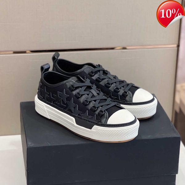 

fashion shoes stars court low amiri sneakers lace-up canvas trainers embroidery los angeles street style stars patches ami ri a mi, Black