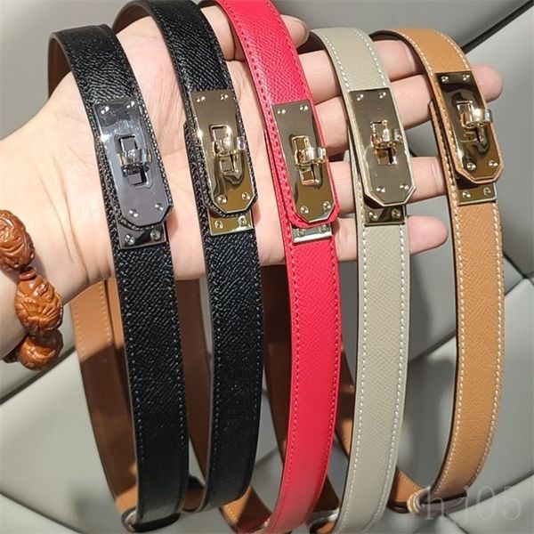 

belt for woman designer h thin belt smooth leather business suits jeans small decorative cintura gold plated lock buckle wide 18mm fashion b, Black;brown