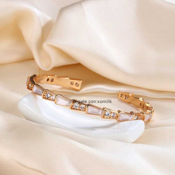 

designer luxury belgary brand bracelet light luxury style fashionable temperament trendy womens festive high snake bone bracelet white friti, Black