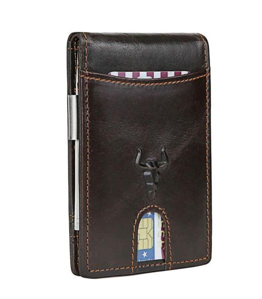 

rfid leather slim wallet for men money clip minimalist smart male purse card holder with zipper coin pocket3898390, Black