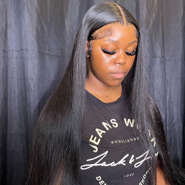 

bone straight lace front wigs for black women human hair 13x4 13x6 360 hd lace frontal wig pre plucked 4x4 5x5 lace closure wig, Black;brown