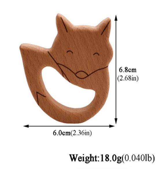 

10pcs diy baby teether toy wooden animal shape necklace pendant food grade beech teether fox newborn teether toy202m2831436
