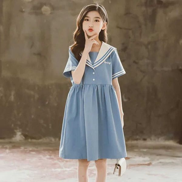 

girl's dresses 2022 new japan senior summer new retro girls long dress cotton sailor collar teens casual jk dress baby clothes toddler, Red;yellow