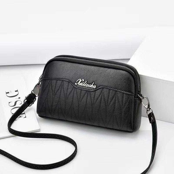 

double layer pouch shoulder messenger bag female autumn middle aged mother womens wallet shell phone fashion, Red;black