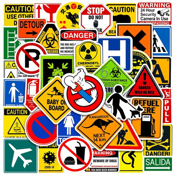 

50pcs warning stickers pack waterproof vinyl stickers non-random for car bike luggage lapskateboard scrapbook water bottle decal