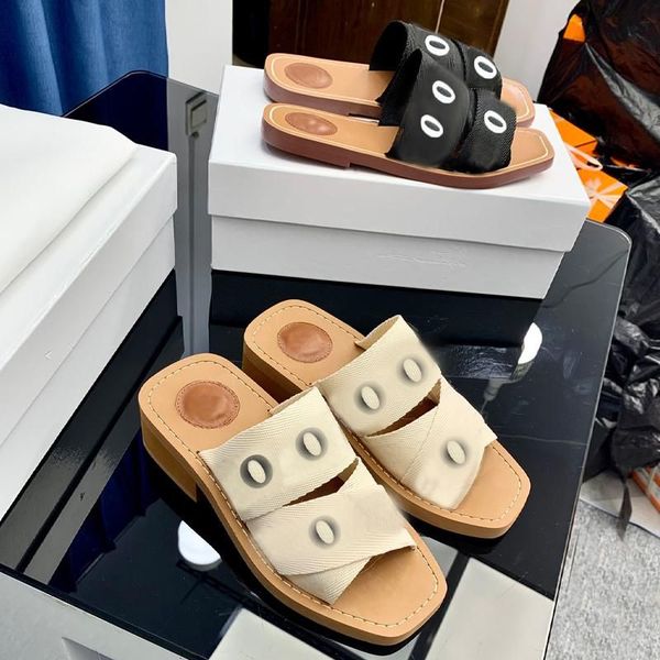 

designer shoes summer beach slippers fashion loafers lazy heeled flops leather letters lady cartoon slides women shoes metal ladies sandals, Black