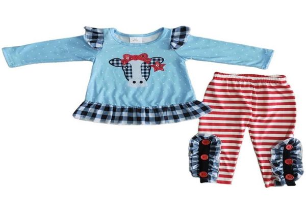 

rts whole baby girls designer clothes long sleeve tunic cow legging kids clothes boutique girls outfits fashion children c8644991, White