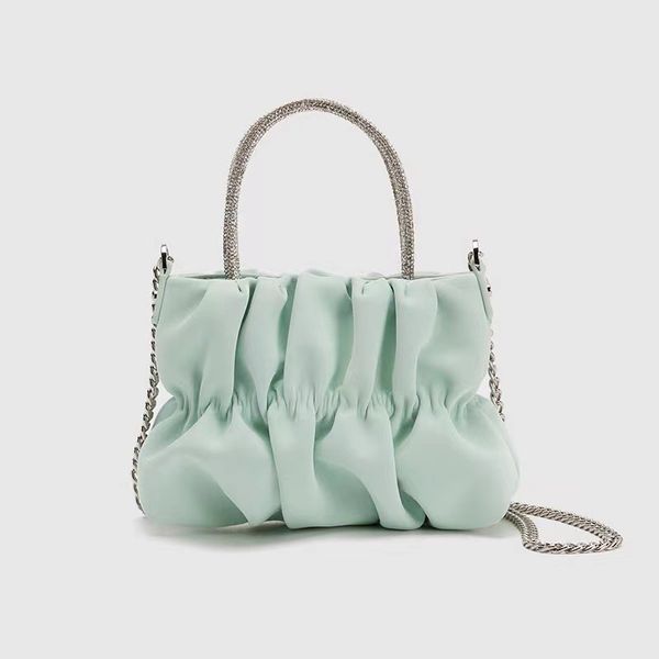 

rhinestone hand-carrying shoulder bag women's summer new women's pleated cloud chain messenger bag