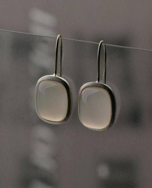 

vintage earrings for women 925 sterling silver jewelry simple geometric square crystal earring lady party accessories dangle cha8400581