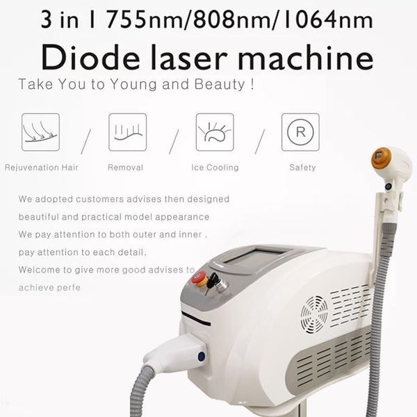 

epilator 2022 sanhe triple laser 755nm 808nm 1064nm 3 wavelength portable diode laser hair removal machine