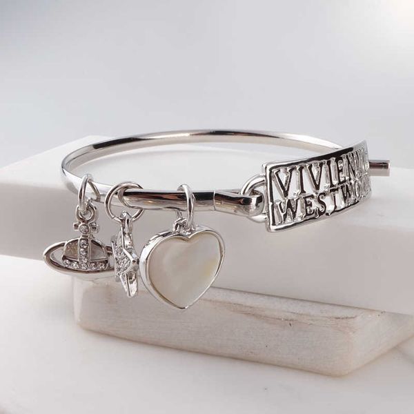 

british queen mother vivienne love letter natural shell saturn bracelet personality, Golden;silver