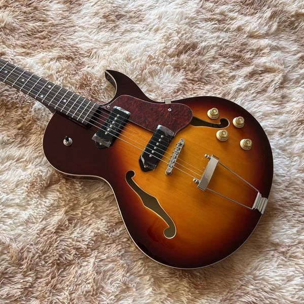 

f hollow body jazz electric guitar sunburst color 6 stings guitar rosewood fingerboard