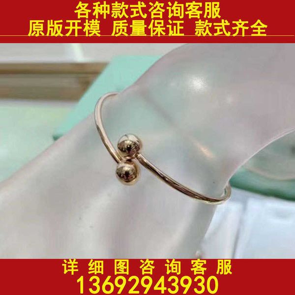 

designer new tiffay tiffs 925 silver v gold material simple fashion classic elastic ball open bracelet, Golden;silver
