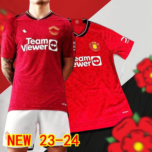 

new 23 24 mans utds soccer jerseys final b. fernandes rashford sancho football shirt 2023 men kids kit fa eriksen cup casemiro manchesters, Black;yellow