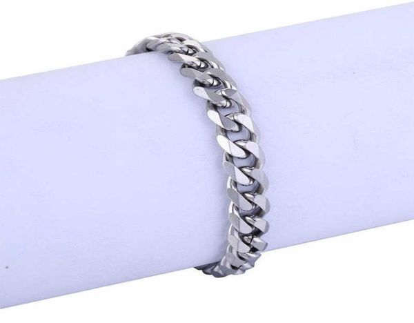 

bracelet cuban link mens braclet men wide stainless steel bracelet male steel accessories men bracelets rock chain on hand men q062545237, Black