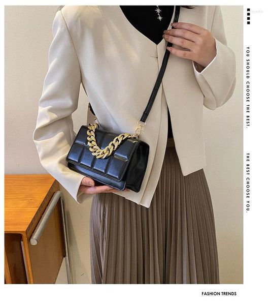 

shoulder bags fashion plaid bag thick chain underarm for women niche designer handbags and purses ladies crossbody