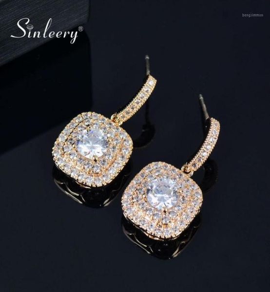 

dangle chandelier sinleery dazzling square drop earrings for women gold silver color cubic zirconia earring wedding jewelry cz031162397