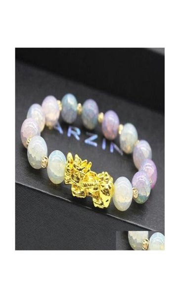 

beaded natural stone feng shui strands bracelets pixiu wealth luck chinese pi yao dragon charm elastic amet bracelet for men women9510852, Black