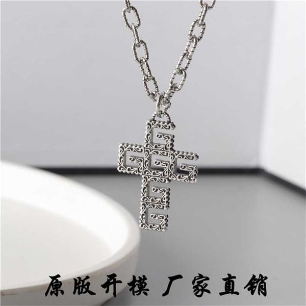 

20% off 2023 new designer jewelry bracelet necklace ring hollow pattern carved cross hip hop men's women's sweater chain, Silver