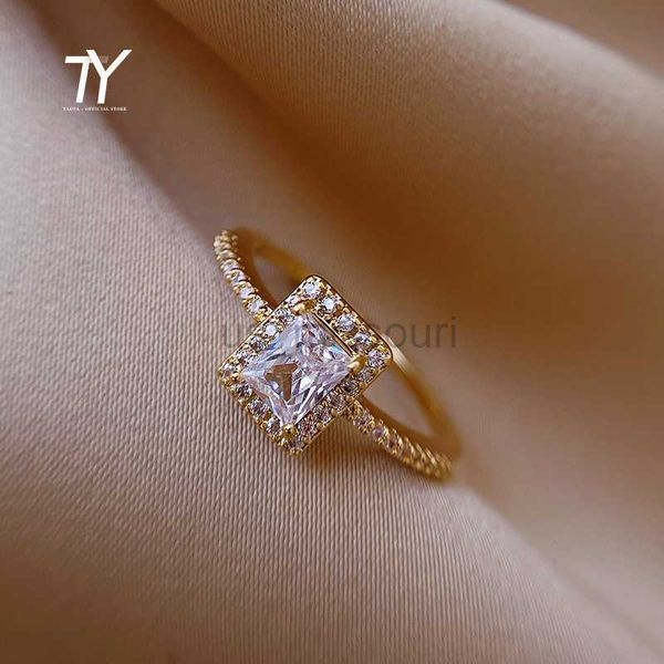 

band rings exquisite simple square zircon gold color open rings for woman 2022 salary goth jewelry wedding party girls' luxury student, Silver