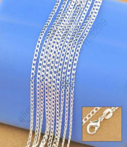 

s925 sterling silver plated necklace genuine chain solid jewelry for women 1630 inches fashion curbwith lobster clasps 6674405