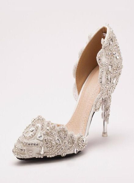 

promotion luxury bridal shoes appliques crystal wedding shoes rhinestone high heel evening party banquet dress shoes9594516, Black