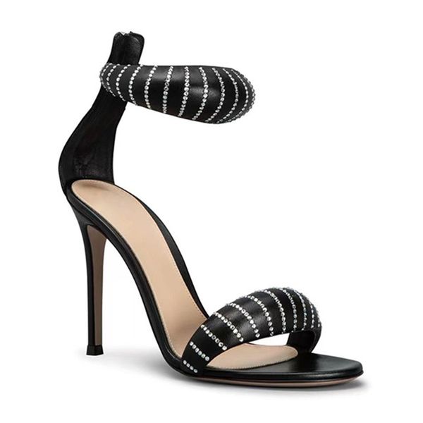 

black women summer sandals crystal ankle strap high heels prom pumps dress shoes woman size 43 gladiator sandal stiletto