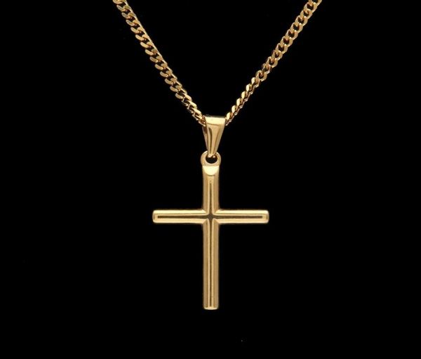 

mens stainless steel cross pendant necklace gold sweater chain fashion hip hop necklaces jewelry6336880, Silver